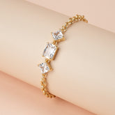 Dainty 5A CZ Bracelet – Adjustable, Hypoallergenic, Minimalist 3-Stone Design for Daily Wear - FXGS1